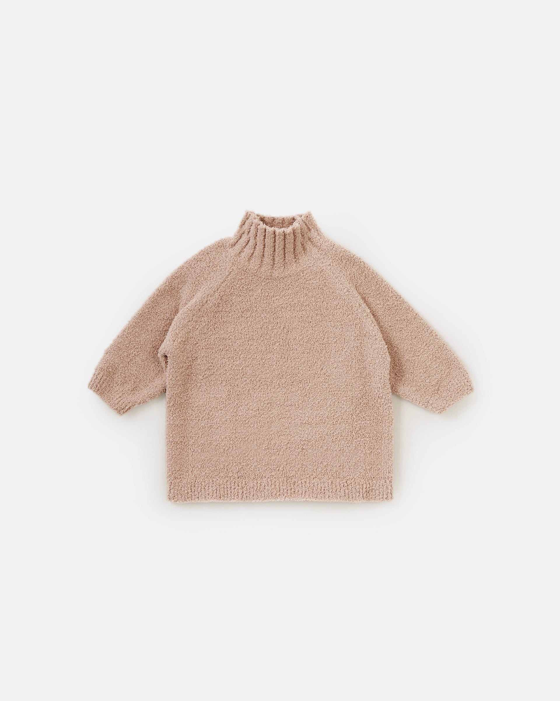 Boxy Mock Neck Sweater Fuzzy Pecan 1 2T