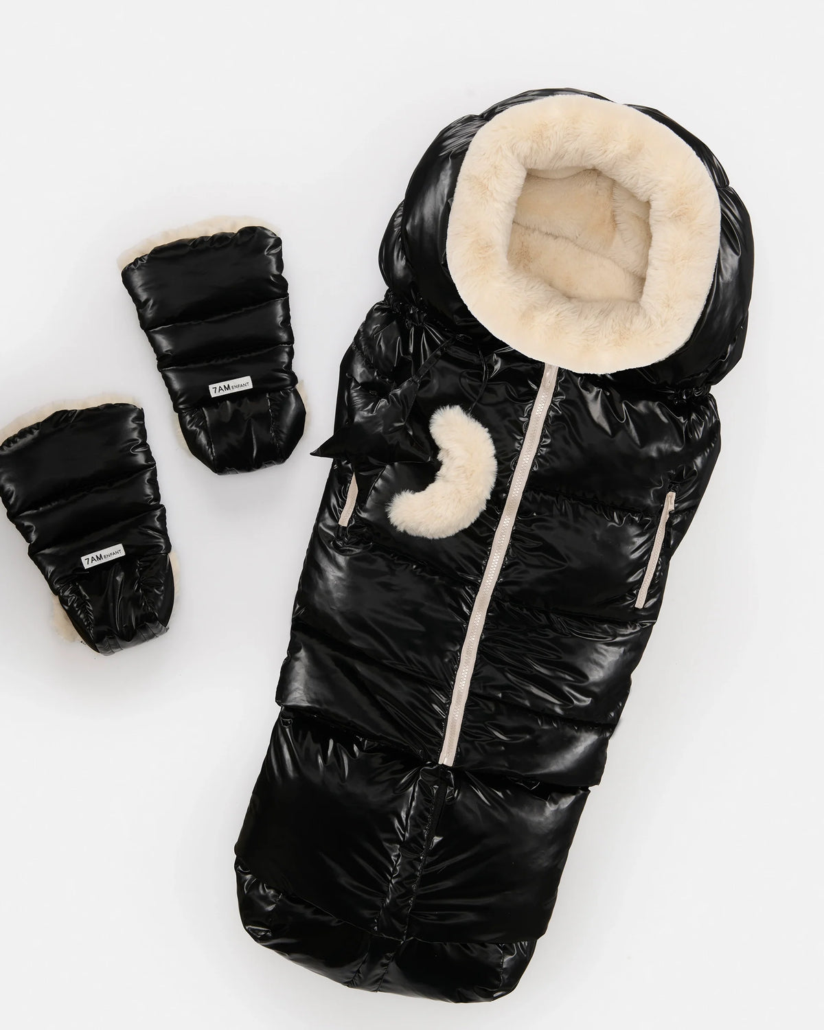 Black Liquid Shine Arctic Faux Fur//
