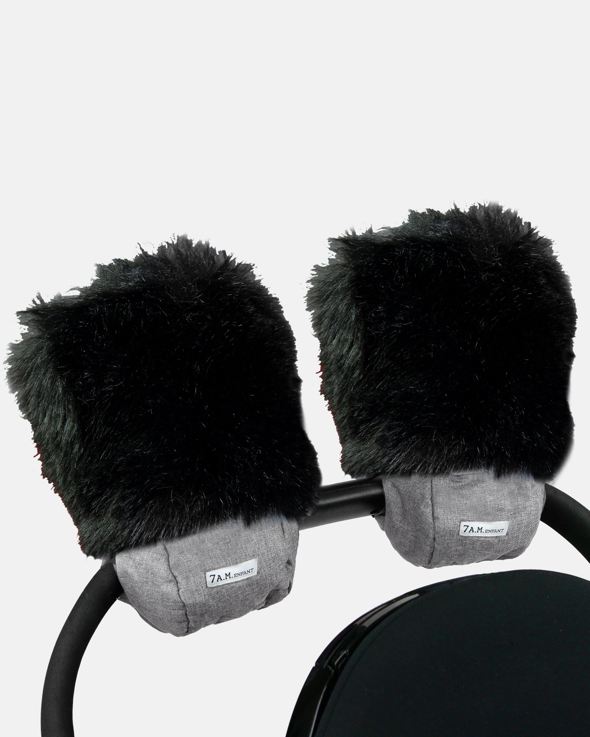 Heather Grey Dark - Black Faux Fur//