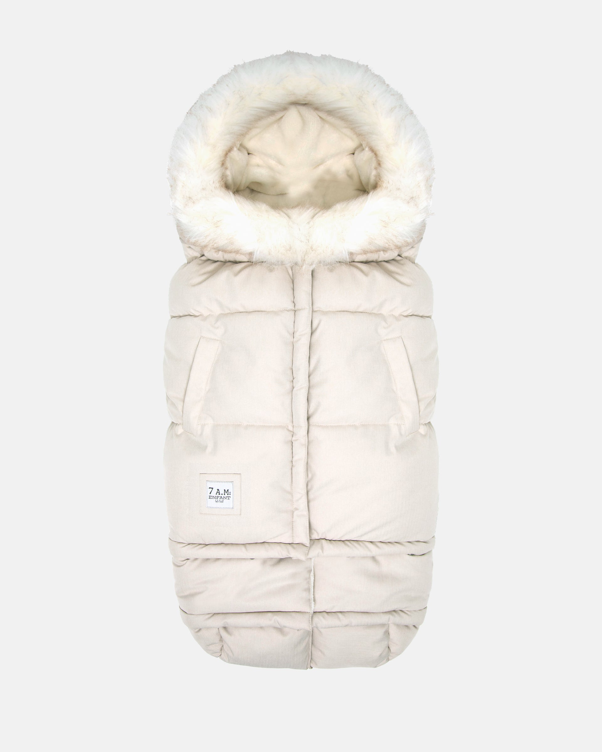 Heather Beige - White Faux Fur//