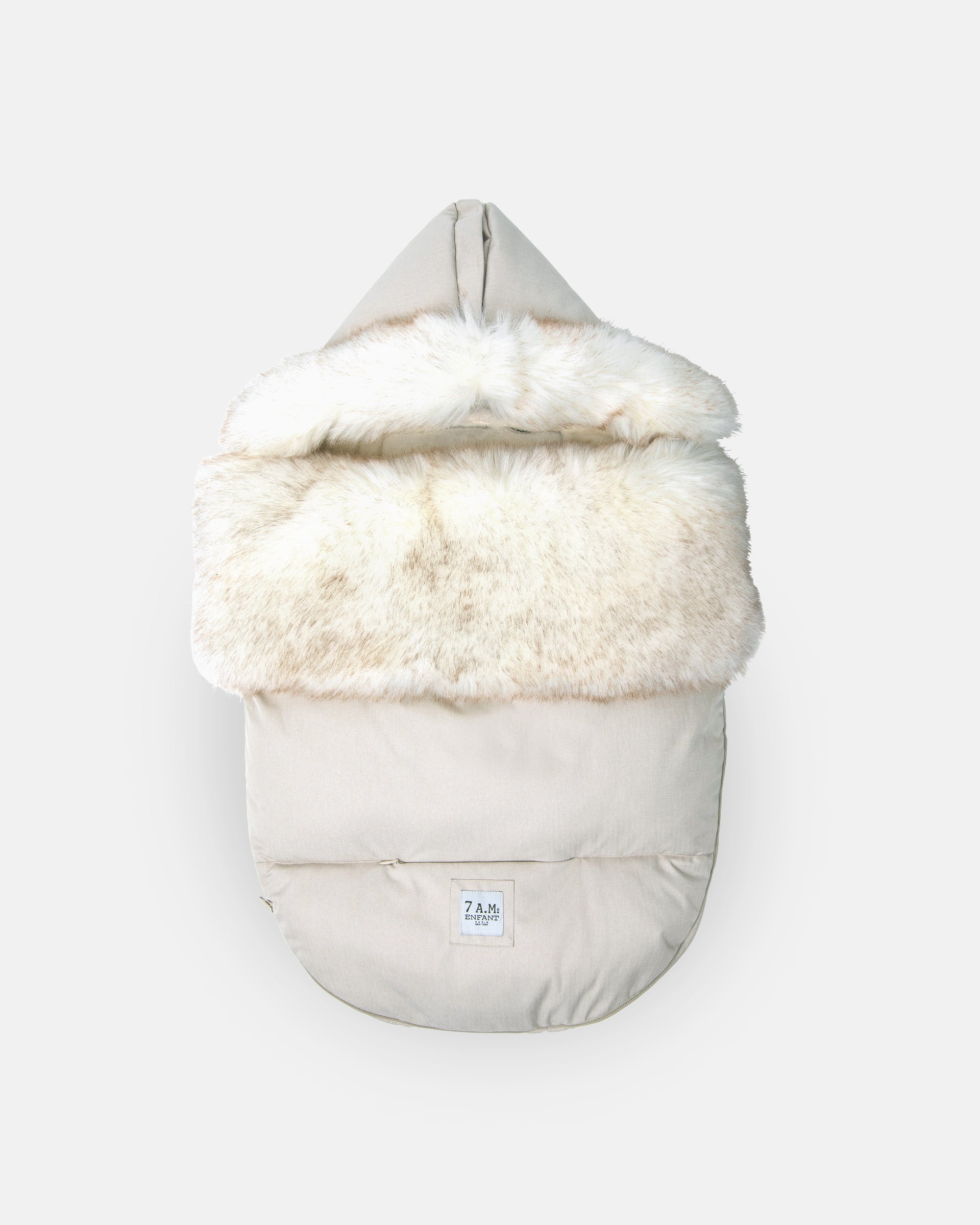 Heather Beige - White Faux Fur