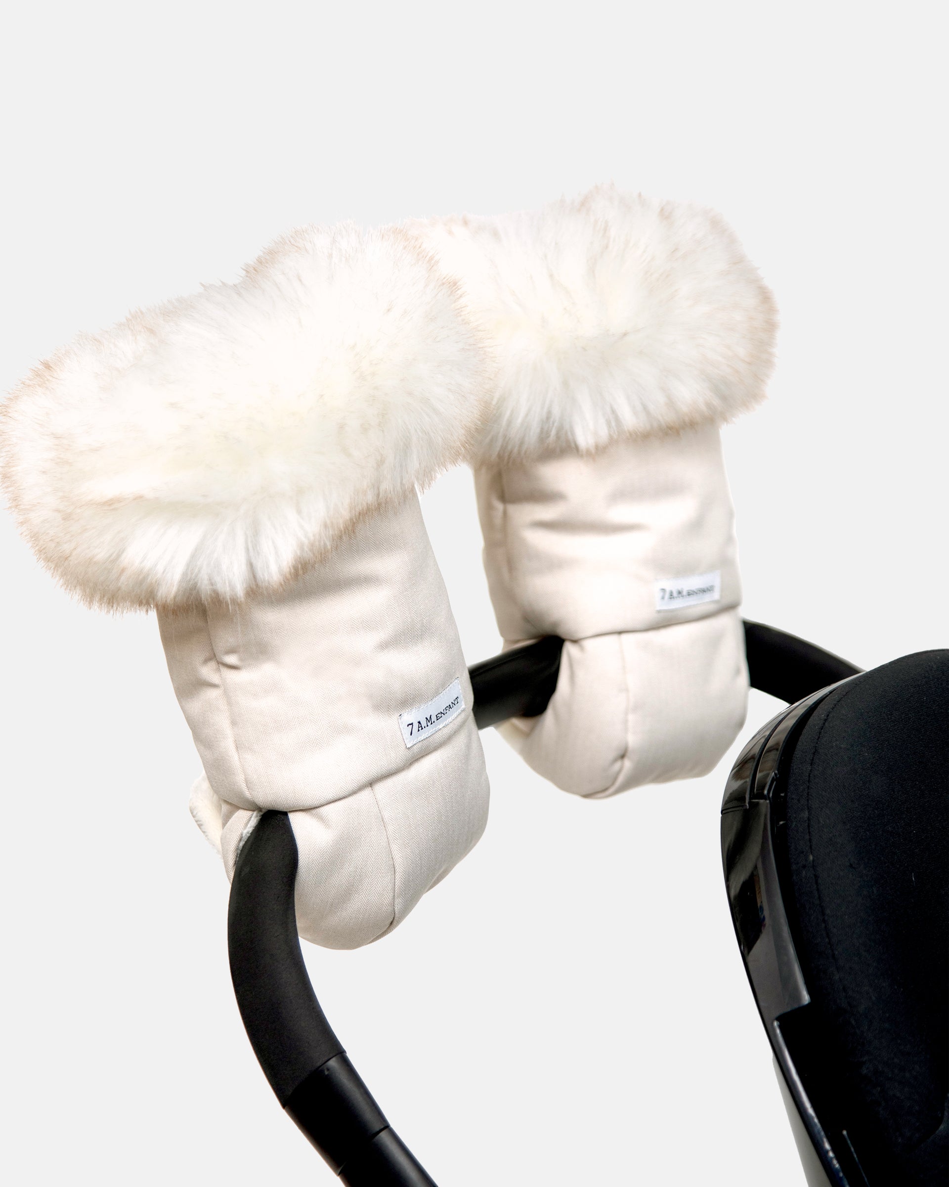 Heather Beige - White Faux Fur//