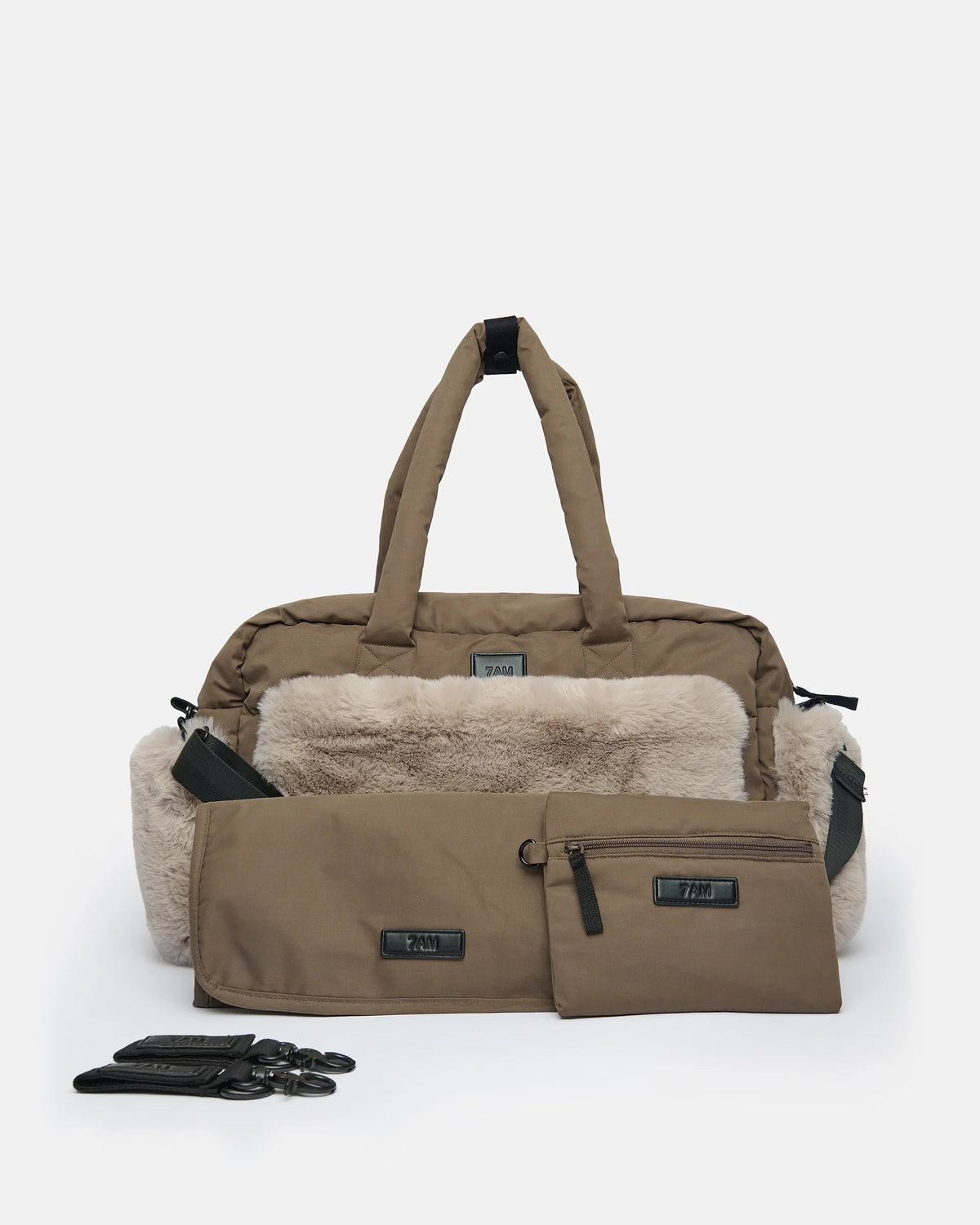 Moss Brown Appliqué Faux Fur//